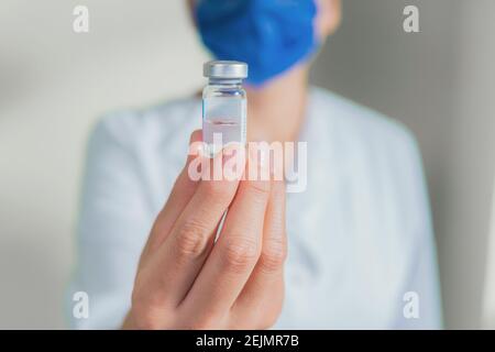 close view of a nurse holding a medical sample Stock Photo