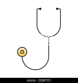 Phonendoscope simple medicine icon in trendy line style isolated on white background for web applications and mobile concepts. Vector illustration. EP Stock Vector