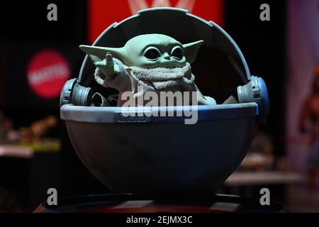 Mattel's “Baby Yoda” on dispaly at the annual New York Toy Fair 2020, at  the Jacob