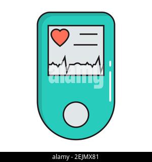 Pulse oximeter simple medicine icon in trendy line style isolated on white background for web applications and mobile concepts. Vector illustration. E Stock Vector