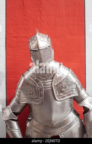 Authentic knight in medieval crusader outfit with helmet, chainmail and sword  Stock Photo - Alamy