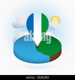 3d isometric Map of Sierra Leone with national flag. Vector ...