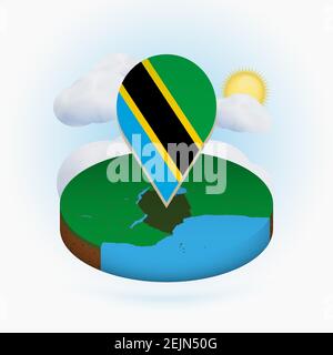 Tanzania on world globe with flag and regional map of Tanzania. Vector ...