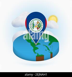 Isometric map and flag of Belize. 3D isometric shape of Belize. Vector ...