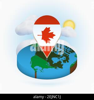 Isometric map and flag of Canada. 3D isometric shape of Canada. Vector ...