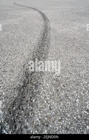 tire slip marks on the asphalt Stock Photo