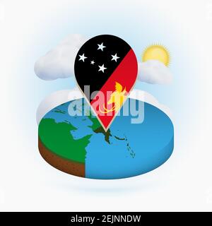 3d isometric Map of Papua New Guinea with national flag. Vector ...