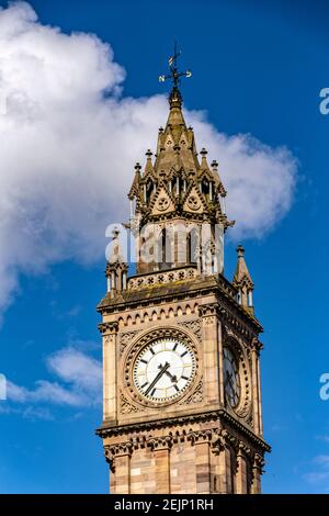 Belfast, Northern Ireland. 30th April, 2016. The Albert Memorial Clock was built between 1865 and 1870 by Irish architect William Joseph Barre. Stock Photo