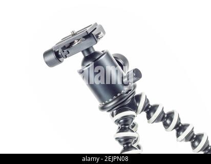 Gorillapod flexible tripod with ballhead isolated on white Stock Photo