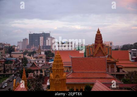 The skyline and rooftops of Phnom Penh Cambodia Stock Photo