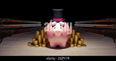 Robbing the rich piggy bank concept 3d render 3d illustration Stock Photo