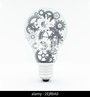 Light bulb and gears, Strategy thinking concept 3d render 3d illustration Stock Photo