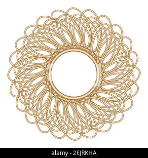 Golden frame with ornament in circle on white background. Template round lace border. Luxury mandala. Decorative holiday vector stock illustration Stock Vector