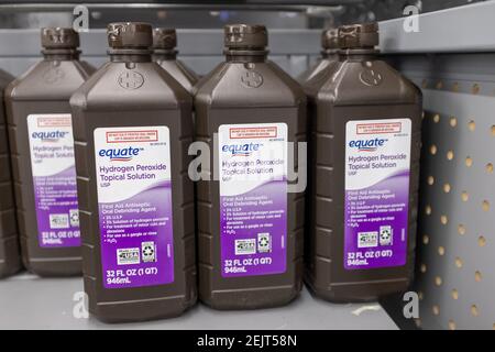Hydrogen Peroxide products are seen at a store in Mountain View, California, United States on March 7, 2020. Hydrogen-peroxide are among disinfectants recommended by health care professionals and CDC for cleaning surfaces Hydrogen Peroxide products are seen at a store in Mountain View, California, United States on March 7, 2020. Hydrogen-peroxide are among disinfectants recommended by health care professionals and CDC for cleaning surfaces