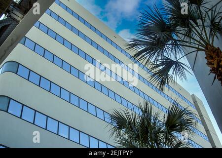 The Jenkins Building of the School of Business Administration at the University of Miami in Coral Gables, Florida. Stock Photo