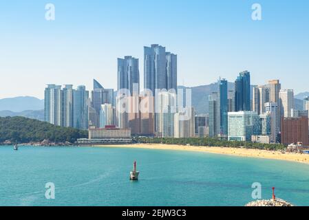 Haeundae Beach and resorts in busan, south korea Stock Photo