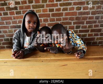 Rwandan primary school children in their classroom, Nyamata, Rwanda. Stock Photo