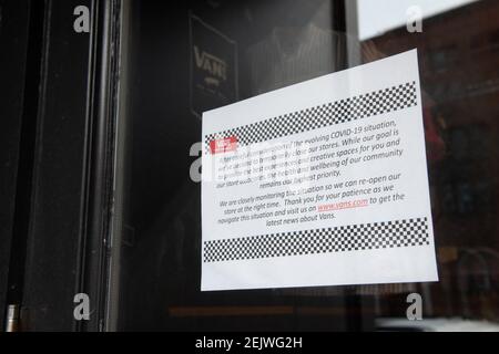 A notice on the Vans shoe store on M Street in Georgetown typically one of the busiest shopping areas in the city notifies visitors of temporary store closures for all Vans shoe