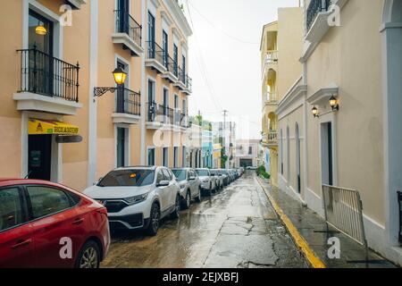 Colourful homes of San Juan, Puerto Rico - Fev, 2021 Stock Photo