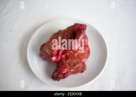Roasted red pork on dish , THAI cuisine  , Chinese food Stock Photo