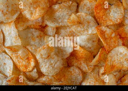View of crispy and spicy potato chips. Common Indian savory item Stock Photo