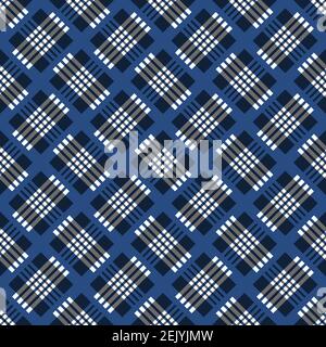 Abstract colorful squared illustration. Geometric seamless pattern with white and blue ornament. Template design for web page, textures, card, poster Stock Vector