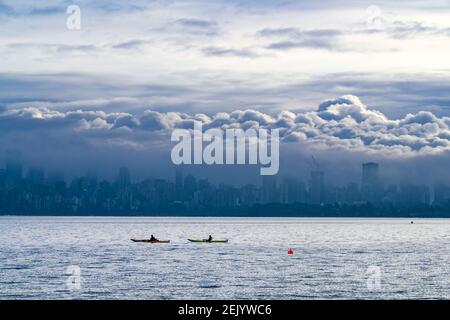 kayakers, English Bay, Vancouver, British Columbia, Canada Stock Photo