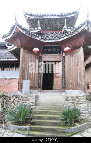 Hunanï¼ŒCHINA-Huangdu dong ethnic cultural village is located in the ...