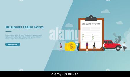 claim form on the clipboard concept for website design template banner or slide presentation cover vector illustration Stock Photo