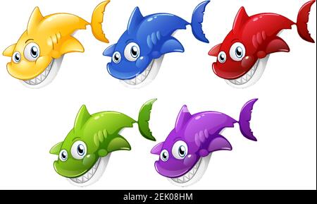 Friendly smiling cartoon shark on white background vector illustration  Stock Vector Image & Art - Alamy