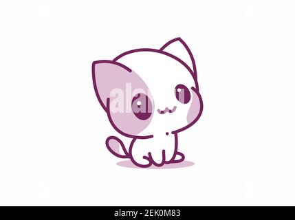 Smiling Little Cute Cat Kawaii Illustration Design Royalty Free