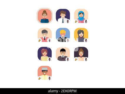 Audio chat with voice mesages. Clubhouse app. Member's avatars. Vector illustration Stock Vector