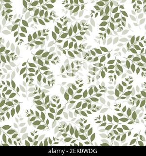 Spring seamless pattern with green sprigs. Vector stock illustration for fabric, textile, wallpaper, posters, paper. Fashion print. Branch with leaves Stock Vector