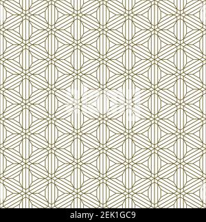 Japanese seamless Kumiko pattern in golden with thin lines. Stock Vector