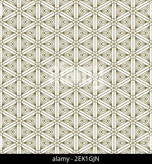 Japanese seamless Kumiko pattern in golden with thin lines. Stock Vector