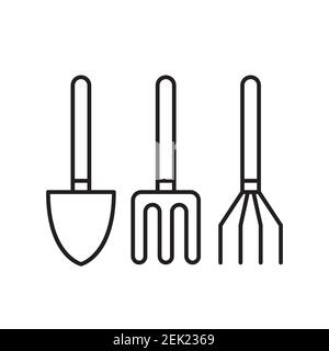 Garden tools, simple gardening icon in trendy line style isolated on white background for web apps and mobile concept. Vector Illustration EPS10 Stock Vector