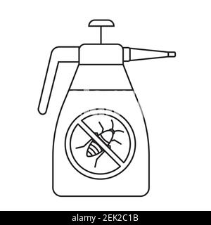 Insecticide spray bottle, simple gardening icon in trendy line style isolated on white background for web apps and mobile concept. Vector Illustration Stock Vector