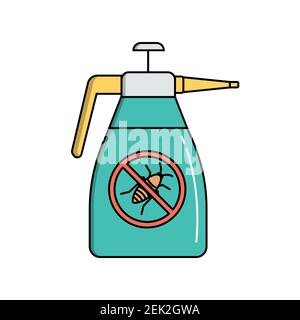 Insecticide spray bottle, simple gardening icon in trendy line style isolated on white background for web apps and mobile concept. Vector Illustration Stock Vector