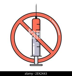 Anti vaccination sign simple medicine icon in trendy line style isolated on white background for web applications and mobile concepts. Vector illustra Stock Vector