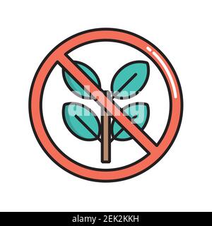 Anti weed sign, simple gardening icon in trendy line style isolated on white background for web apps and mobile concept. Vector Illustration EPS10 Stock Vector