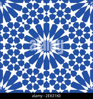 Seamless geometric ornament based on traditional islamic art. Great design for fabric,textile,cover,wrapping paper,background. Blue color. Stock Vector
