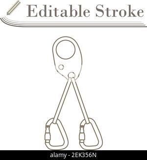 Alpinist Self Rescue System Icon. Editable Stroke Simple Design. Vector Illustration. Stock Vector