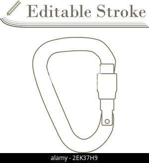 Alpinist Carabine Icon. Editable Stroke Simple Design. Vector Illustration. Stock Vector