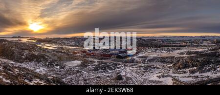 overview onto a part of the capital city of Nuuk in Greenland Stock Photo