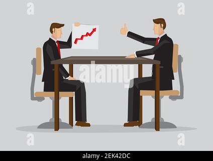 Boss/employer praise employee/staff for their hard work. Concept of teamwork and appreciation. Vector illustration. Stock Vector