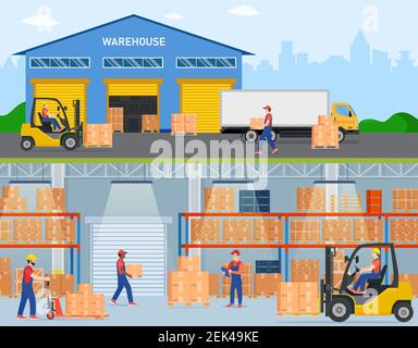 Warehouse horizontal banners Stock Vector