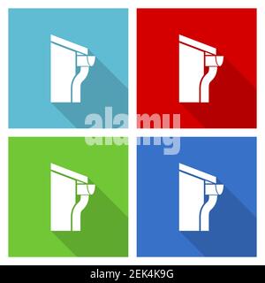 House with gutter icon set, flat design vector illustration in eps 10 for webdesign and mobile applications in four color options Stock Vector