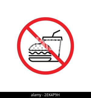 No hamburger, no drink icon vector. No junk food. Health care concept for your web site design, logo, app, UI. illustration, EPS10. Stock Vector