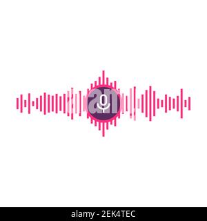 Microphone icon. Voice Recognition AI personal assistant modern technology visual concept. Stock Vector