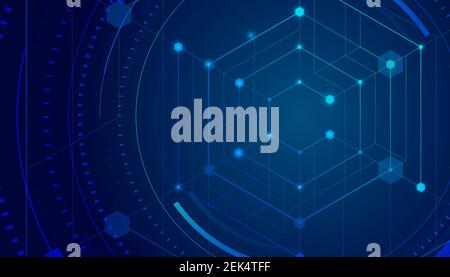 Abstract lines and dots connect background. Technology connection digital data and big data concept. Stock Vector